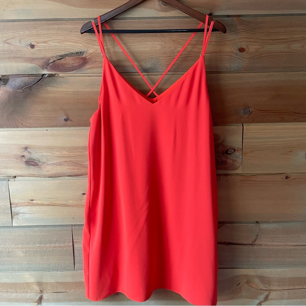 Topshop Hot Orange Crossback Slip Dress